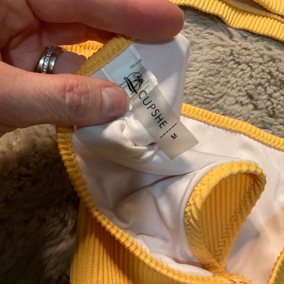 Cupshe Bikini Size Medium Orange Ribbed Side Cut Outs Swimsuit - Picture 5 of 7